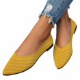 thumbnail image 5 of Xiaoxatg Women's Casual Shoes - Pointed Shallow Mouth Breathable Flat Shoes for Women Large Size Knitted Fashionable Solid Color Footwear 7 Yellow, 5 of 9