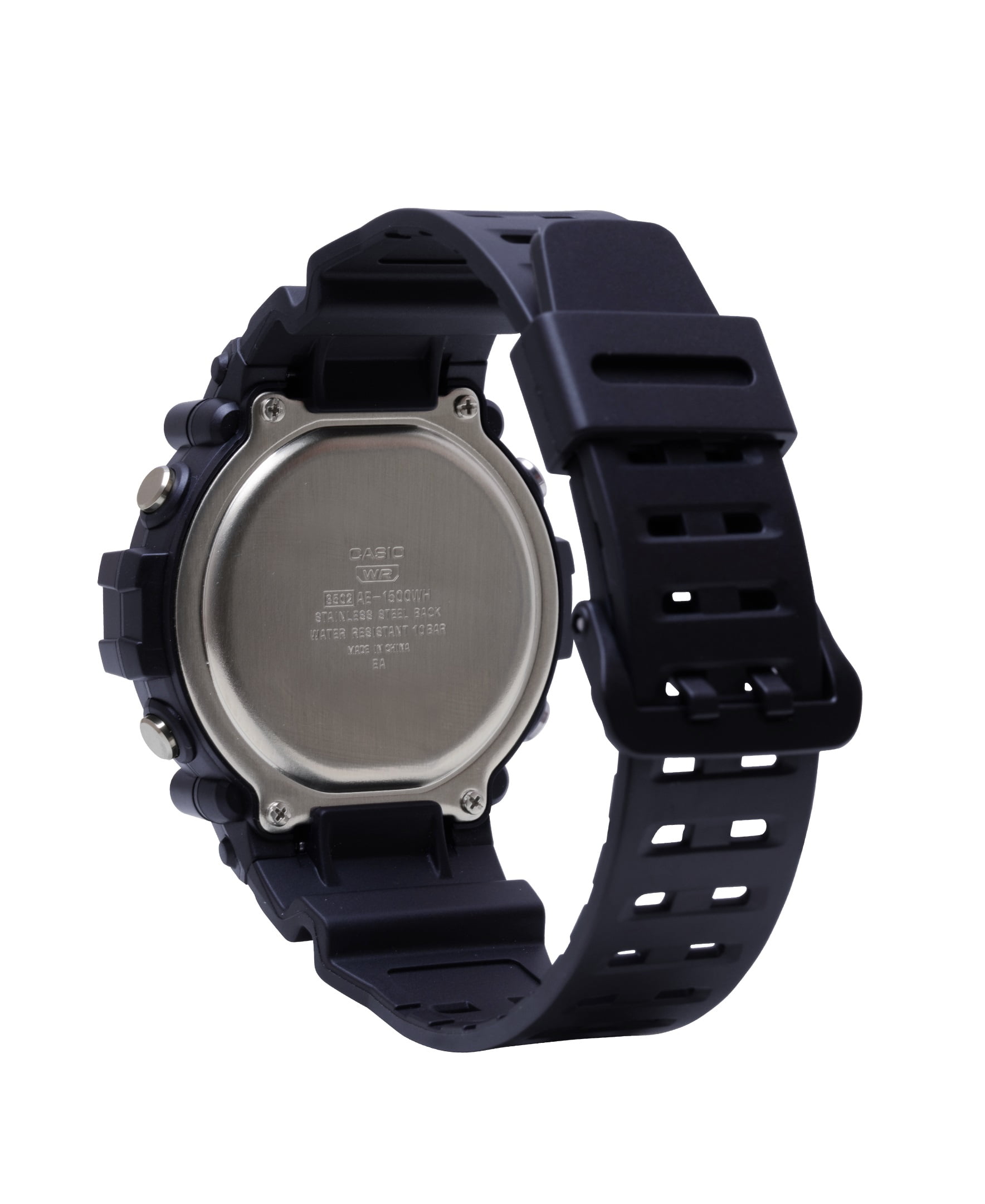 Casio Men's Wide Face Digital Black Watch with Extra Long Resin Strap - AE1500WHX-1AV