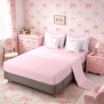 thumbnail image 4 of Meiyoeat Watercolor Letter S Print Full Size Bedding Sets 7 Pieces, Cute Stripes Bow Pattern Full Size Bed in a Bag, Pink White,Pink Reversible, 4 of 6