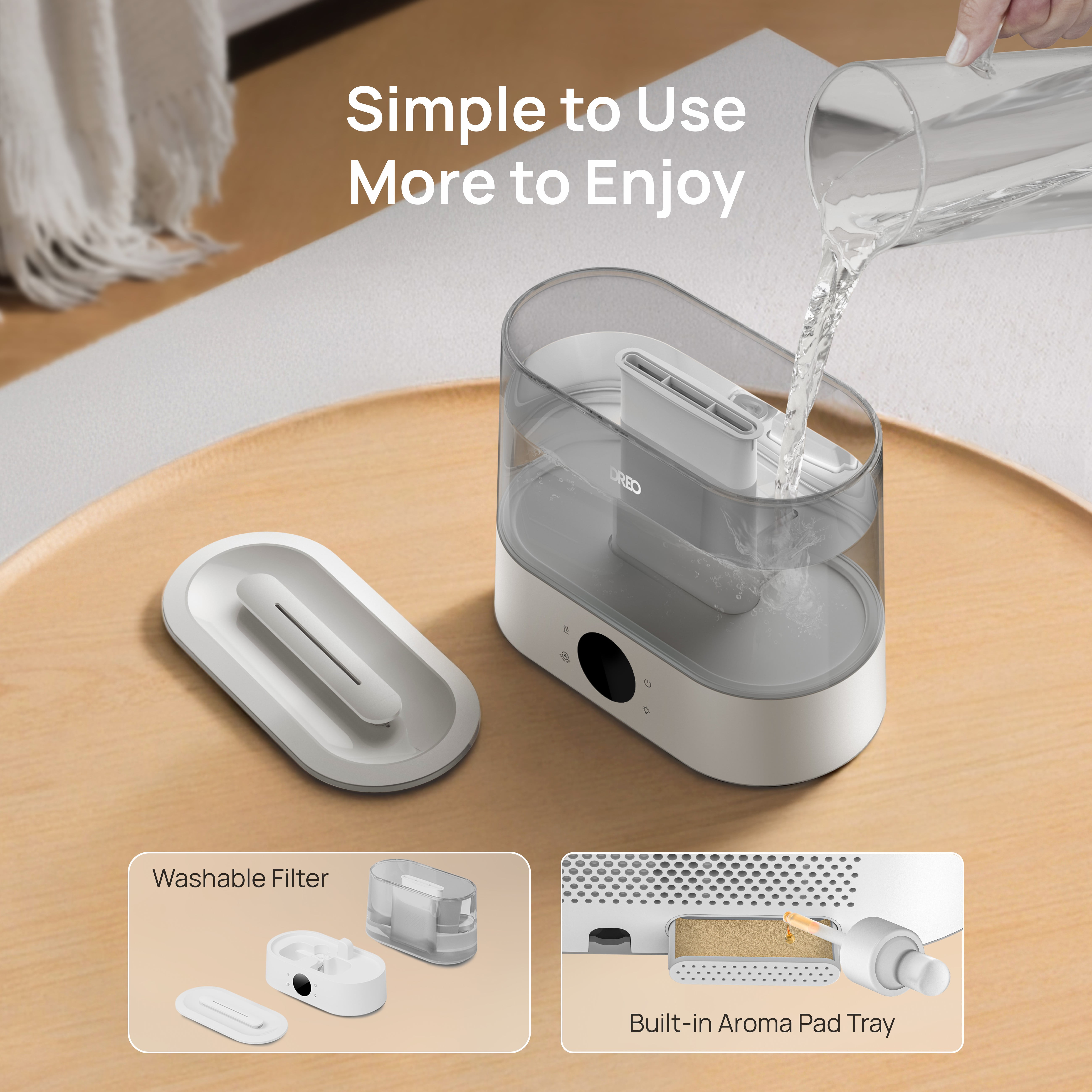 DREO Smart Humidifier for Room, 4L Cool Mist Top-Fill Ultrasonic Humidifier, Touch/APP/Voice Control, 36H Runtime, 28dB quiet, Essential Oil Diffuser & Customizable RGB Light Humidifier for Bedroom