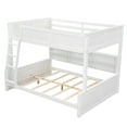 thumbnail image 5 of Harper & Bright Designs Full XL over Queen Bunk Bed with Storage Shelves, Solid Wood Bedframe with Cabinets & USB Ports, Antique White, 5 of 12