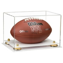 Deluxe Clear Acrylic Football Display Case with Gold Risers and White Base (A004-GR)