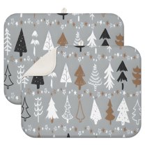 Gray Christmas Tree Pattern Dish Drying Mat for Kitchen 1 Pack, Ultra Absorbent Microfiber Dishes Drainer Mats,18x24in(46x61cm)