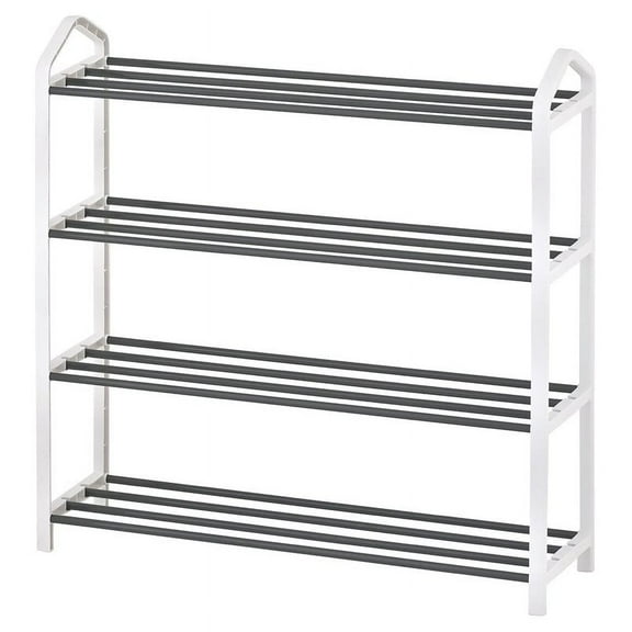 Alexent 4-Tier Shoe Rack, Heavy Duty Metal&Plastic Shoe Rack, Free Standing Shoe Rack, For Hallways, Front Door Entrances, Underground Garages,White