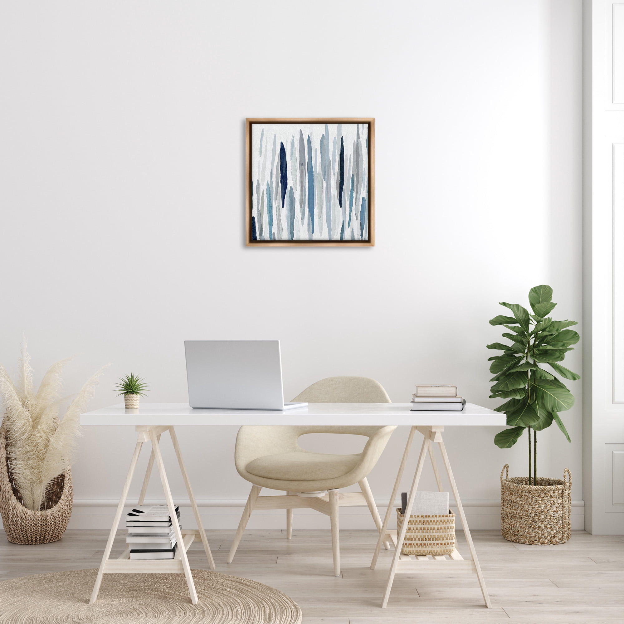 Stupell Industries Abstract Rain Pattern Strokes Abstract Painting Brown Floater Framed Canvas Art Print Wall Art, 25 x 25