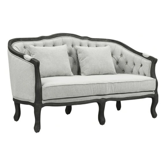 Cam 64 " Classic Loveseat Button Tufted Fabric Cabriole Gray Brown