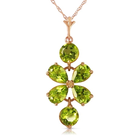 Galaxy Gold 14K Solid Gold Natural Peridot Pear Drop Pendant Necklace for Women - Rose Gold Fine Jewelry