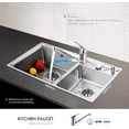thumbnail image 3 of Drip-Free Performance Kitchen Faucet, Bubble Aerator Spout, Classic Swivel For Multi-Bowl Sinks, Reduces Water Consumption, Noise Reduction, 3 of 5
