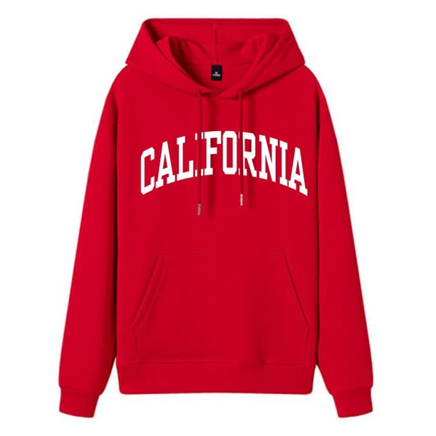 Gibobby Túnica de moda Sudadera con capucha con estampado de letras de casual para mujer Sudadera con cordón gráfico Sudadera de muy buen gusto (Rojo, XL)