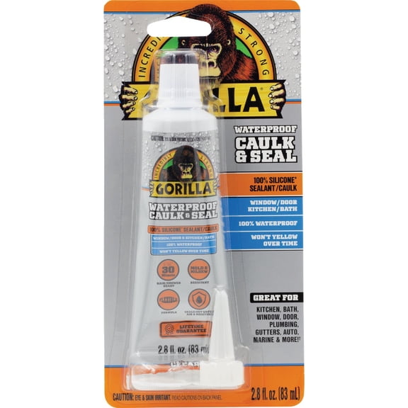 Gorilla Glue All Purpose Silicone Sealant - Waterproof - 1-Pack, 2.8 Oz, White Tube