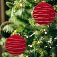 thumbnail image 5 of Zawou 12CM Red Velvet Painted Christmas Balls Set of 4, Flocking Circle Design Hanging Ornaments for Tree Decoration and Holiday Displays, 5 of 6