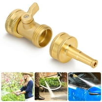 TSV Solid Brass High Pressure Hose Nozzle, Garden Hose Connector Jet Nozzle with Shut Off Valve, 3/4" Thread