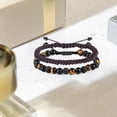 thumbnail image 7 of 2 Pcs Men's Handwoven Bracelets Black Gemstone Matte Agate Stone Healing Spiritual Beaded Bracelet for Men or Women Gift Idea for Men, 7 of 7