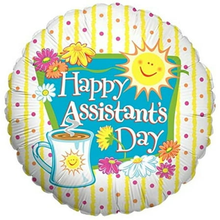 18 inch Happy Assistant'S Day Sun And Coffee Foil Mylar Balloon - Party Supplies Decorations