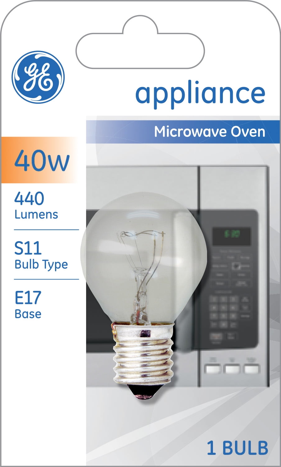 GE Appliance Incandescent Light Bulb, 40 Watt, S11 Light Bulb, 1pk