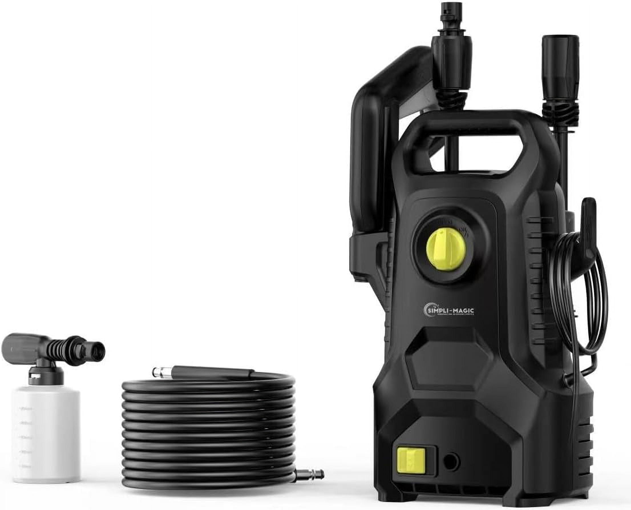 Simpli-Magic Electric Power Washer Kit 1650 PSI Pressure Washer with 4 Nozzle Tips Foam Cannon with Long Cable & Hose