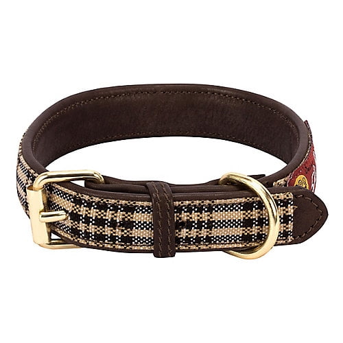 Halo Leather Dog Collar with Baker Plaid Small