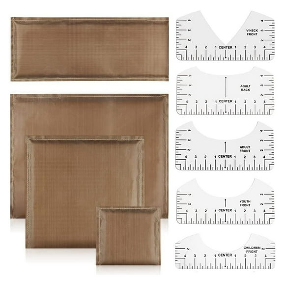 Heat Press Pillows Set, 4 Sizes Heat Pressing Transfer Pillow and 5pcs Tshirt Ruler Guide for Vinyl