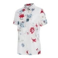 thumbnail image 4 of Button down Tops for Women Floral Printed Dress Shirts Short Sleeve Flowy Collared Plus Size Chiffon Blouses (L, Hot Pink), 4 of 7