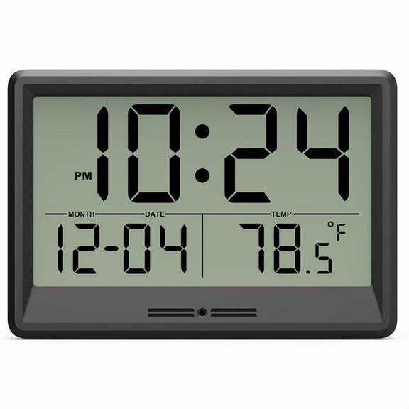Digital Wall Clock Battery Operated, 8 Inch Small Wall Clock with Large Display, Temperature and Date,for Home, Office
