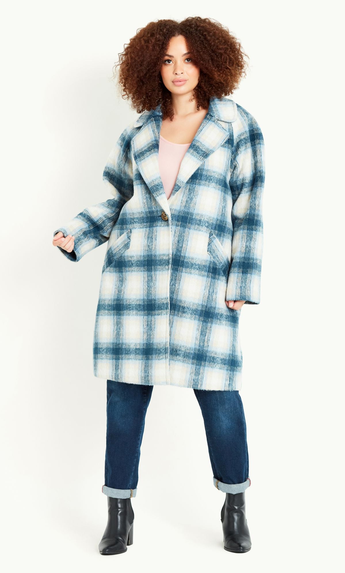 Evans Women's Plus Size Crombie Check Coat