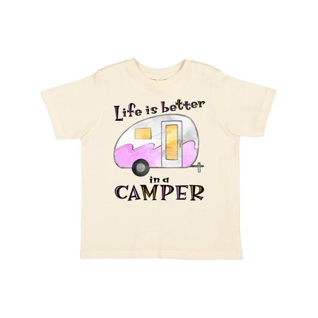 

Inktastic Life is Better in a Camper Pink and Yellow Gift Toddler Boy or Toddler Girl T-Shirt
