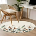 thumbnail image 5 of Teal Brown Botanical Round Area Rug 3 FT, Small Kitchen Bathroom Mat, Pastoral Fall Leaf Washable Indoor Outdoor Throw Runner Carpet Non-Shedding Doormat for Table Shower Sofa Entryway, 5 of 9