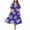 Blue, variant on Women's Summer Plus Size V-Neck Short Sleeve Split Hem Floral Elegant Classy Butterfly Print Full-Length Loose Party Maxi Dresses