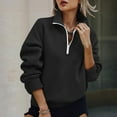 thumbnail image 2 of Ahdbta Womens Half Zip Oversized Sweatshirts Fleece Hoodless Hoodies Trendy Long Sleeve Pullover Tops Y2k Fall Clothes with Pocket, 2 of 8