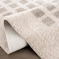 thumbnail image 6 of Hauteloom Baback Checkered Area Rug - Modern Geometric Square Tiles Carpet for Living Room, Kids Room, Nursery - Machine Washable - High Pile - Peach, Medium Gray - 6'7" x 9' (6x9 Area Rug), 6 of 9