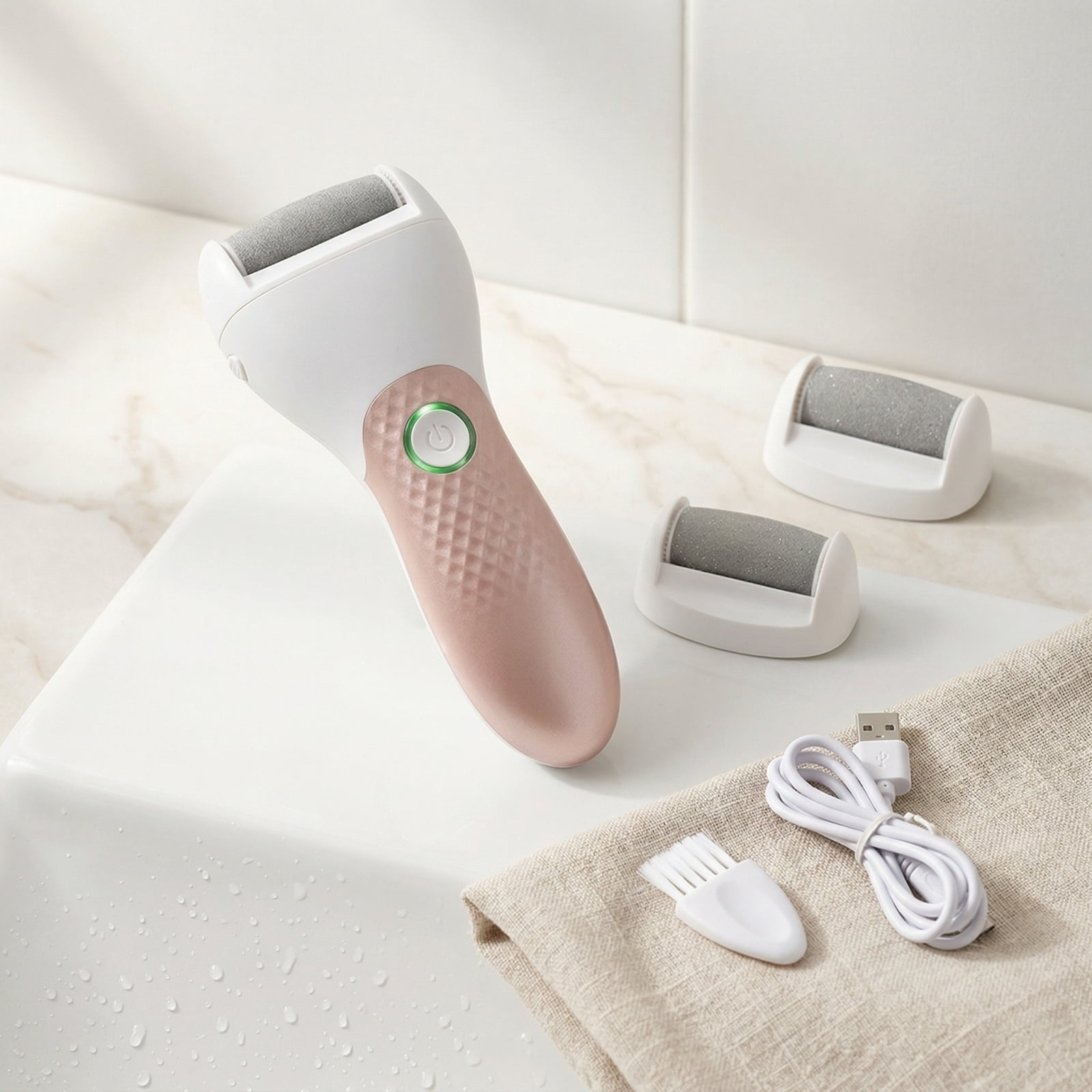 Electric Foot Callus Remover – Rechargeable Pedicure Tool for Dead Skin Removal, Professional At-Home Foot File with Extra Coarse Roller Head