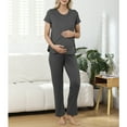 thumbnail image 2 of Zando Womens Bamboo Maternity Nursing Pajamas Set Layer Soft Postpartum Lounge Set for Woman Tulip Hem Breastfeeding Woman PJ 2 Piece set, 2 of 7