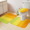 thumbnail image 4 of Colorful Gradient Bathroom Rugs Set Green Yellow Orange Ombre Striped Modern Non Slip Absorbent Soft Bath Mats 3 Piece Set with Bathroom Rug, U-Shaped Floor Mat, Toilet Seat Cover Large Size, 4 of 9