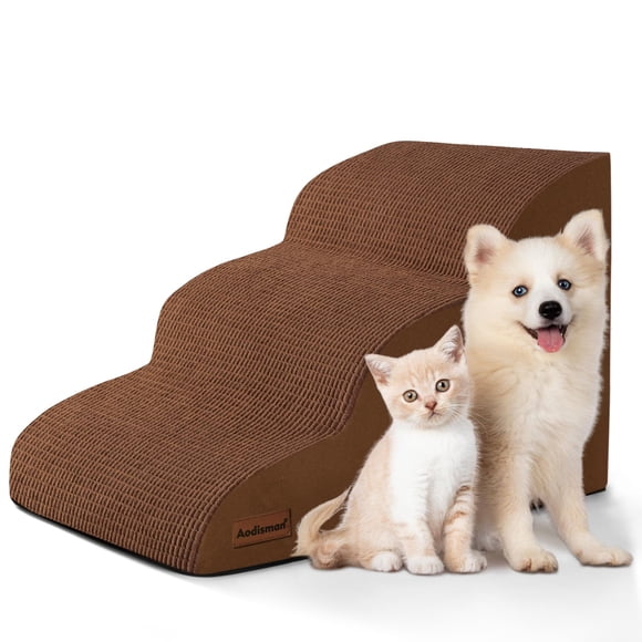 Rampa para perros aodisman de 3 escalones antideslizante, marrón, 40 cm