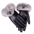 thumbnail image 1 of Guantes de invierno para mujer Faux Rabbit PU Cuero Pantalla táctil Mitones Señora Mujer Conducir al aire libre Guantes cálidos Negro JAMW Sencillez, 1 of 5