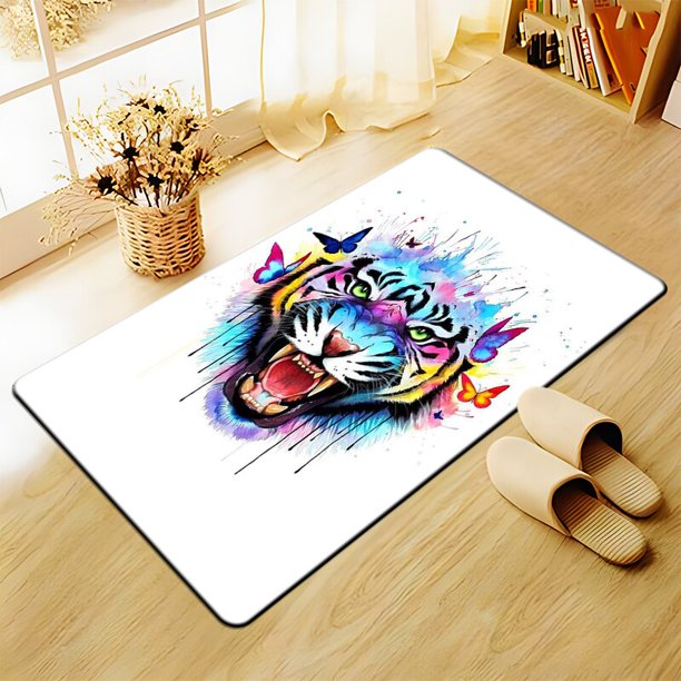 Alfombra con estampado de tigre en 3D, impresión artística, gran área, decoración suave para el hogar, alfombra de estilo bohemio, triangulación de envíos80 cm por 140 cm80 cm por 140 cm zhangmengya unisex