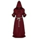 thumbnail image 1 of Túnica de monje y sacerdote medieval con capucha, capa de disfraz de Halloween para cosplay para hechicero, talla M (rojo oscuro), 1 of 5