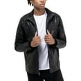 thumbnail image 3 of X RAY Jeans Mens Grainy PU Leather Hooded Jacket with Faux Shearling Lining, Black, L, 3 of 8