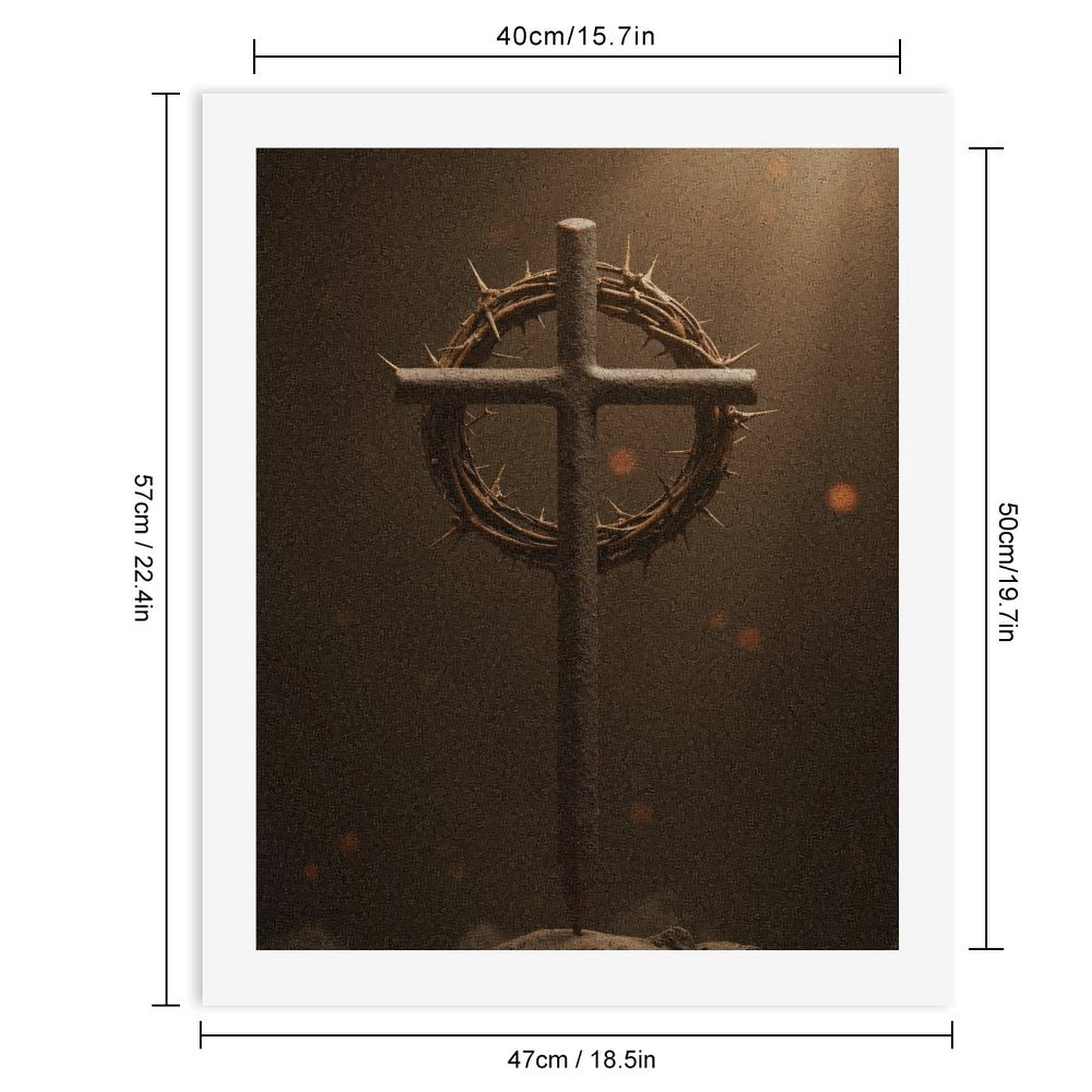Paint By Numbers Kit for Adults Beginner - Crown Of Thorns On Cross Stone DIY Canvas Painting Kits for Adults, Frameless Paint By Number for Adults for Home Wall Decor 16x20 Inch