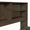 thumbnail image 2 of Full Size Wood Daybed with 2 Bedside Cabinets, 4 Drawers & Upper Shelves - Antique Brown for Bedroom, 2 of 19