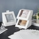 thumbnail image 4 of Caja de almacenamiento para sombreros blancos (10 unidades), cajas de regalo plegables de cartón con ventana de PVC transparente, contenedor de almacenamiento de 7,8" x 7,8" x 4,7"., 4 of 9