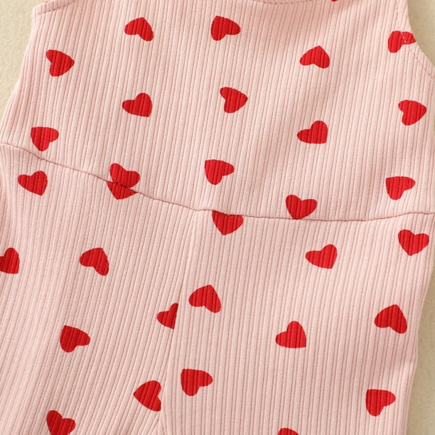 Valentine's Day Outfits Baby Girl Ribbed Sleeveless Bell-Bottoms