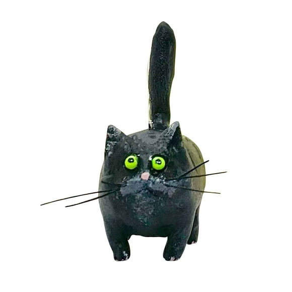 Mini Ornement de Chats avec Queue Droite pour Décoration de Sapin de Noël, Statue en Résine Peinte à la Main, Collection Fantaisie