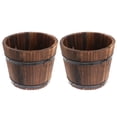 thumbnail image 1 of KAKOWELY 2Set Barrel Planter Rustic Flower Pot for Garden and Balcony Decoration, 1 of 8