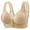 Khaki, variant on Yyeselk Bras for Older Women Front Closure Snap Bras Stripe Print Full Support No Underwire Breathable Bra Plus Size Everyday Bra Beige 40/90
