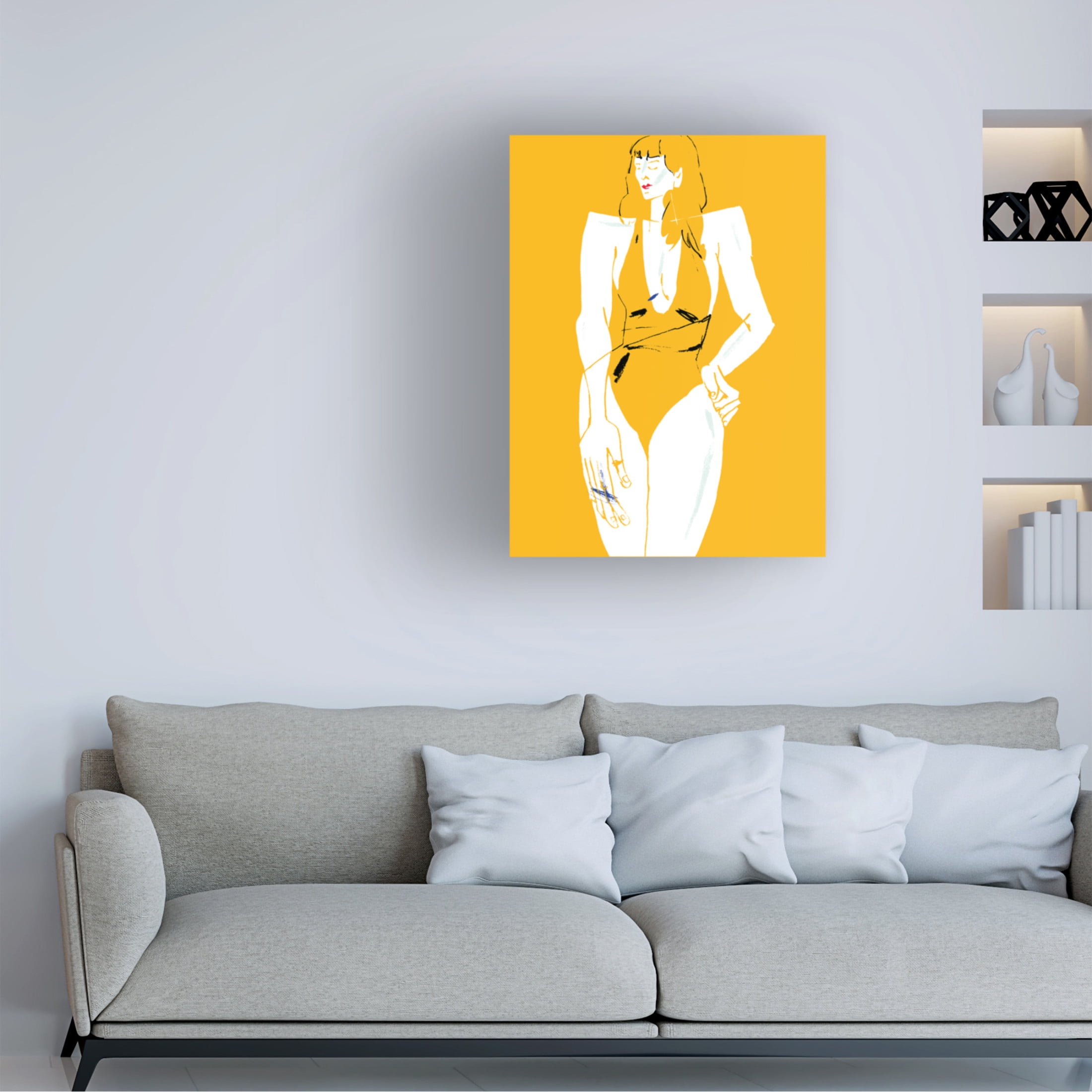 Trademark Fine Art Francesco Gulina Girl in Bathing Suit Yellow Canvas Wall Art