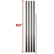 EXTRA LONG Stainless Steel Drinking Straws 10.5" Length 4 Qty - Wide Straight