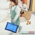 thumbnail image 6 of Kids Durable Handle Case for Samsung Galaxy Tab A9 8.7" 2023 SM-X110 / SM-X115, Silicone PC Heavy Duty Protection 360 Rotating Ring Stand/Adjustable Shoulder Strap for Tab A9, Navy/Blue, 6 of 8