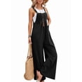 thumbnail image 2 of Women'S Bib Overalls Casual Loose Fit Jumper Adjustable Strap Wide Leg Jumpsuits with Pockets Black L, 2 of 10