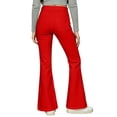 thumbnail image 6 of Sonxahe Big Girl's Solid Flared Denim Jeans Mid Rise Stretch Casual Trousers Bottoms,Red, 6 of 7